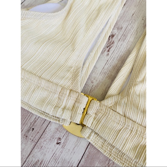 🔆 Mynah Ribbed Womens Metallic Textured Cap Sleeve Bikini Top - Picture 8 of 9